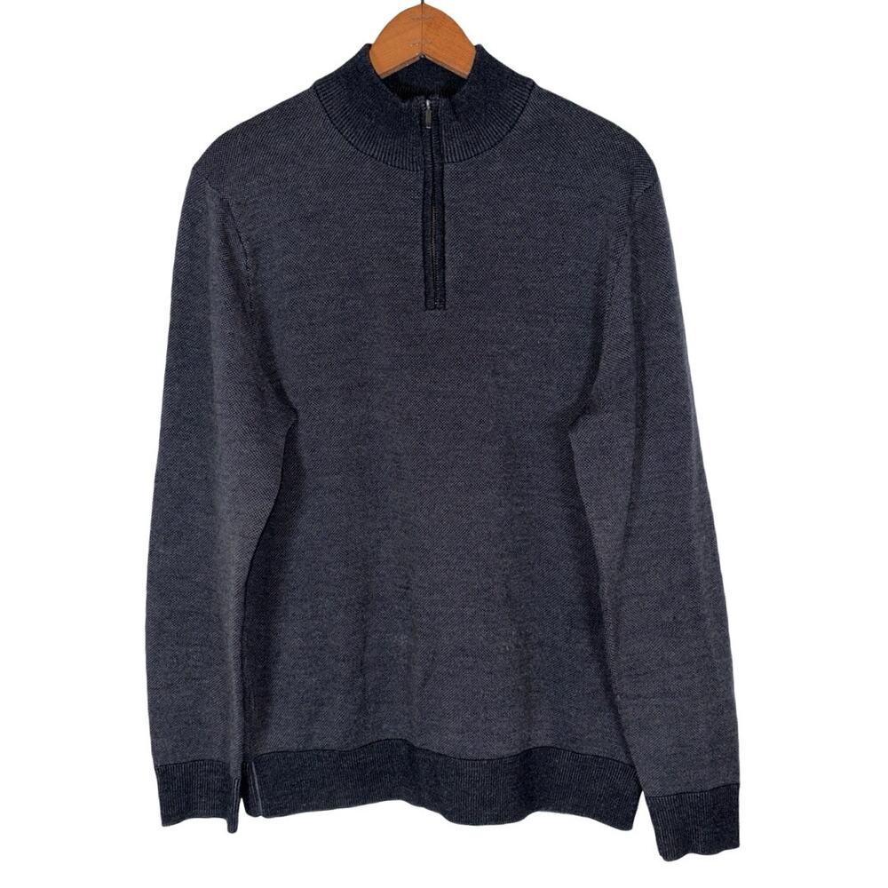 Charles Tyrwhitt Pure Merino Quarter Zip Sweater in Gray    Size: M